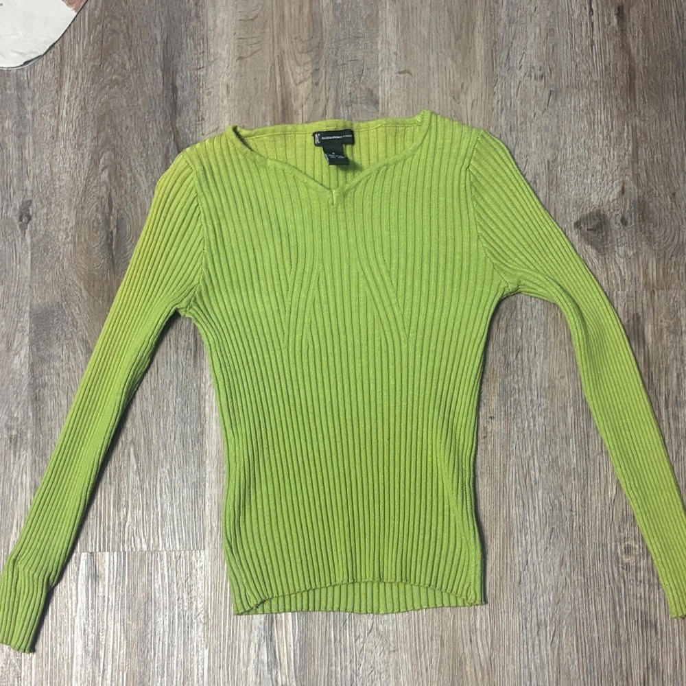 Green Ribbed Women's Sweater